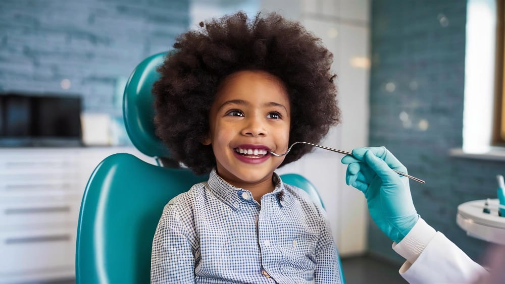 Child receiving a dental check-up at DR Roestof Dental Surgery